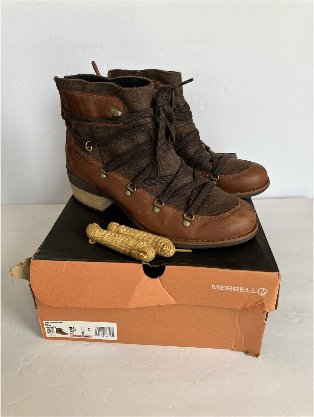 Merrell Womens Size 10 M Shiloh II Warm Oak Brown Leather Boots NEW